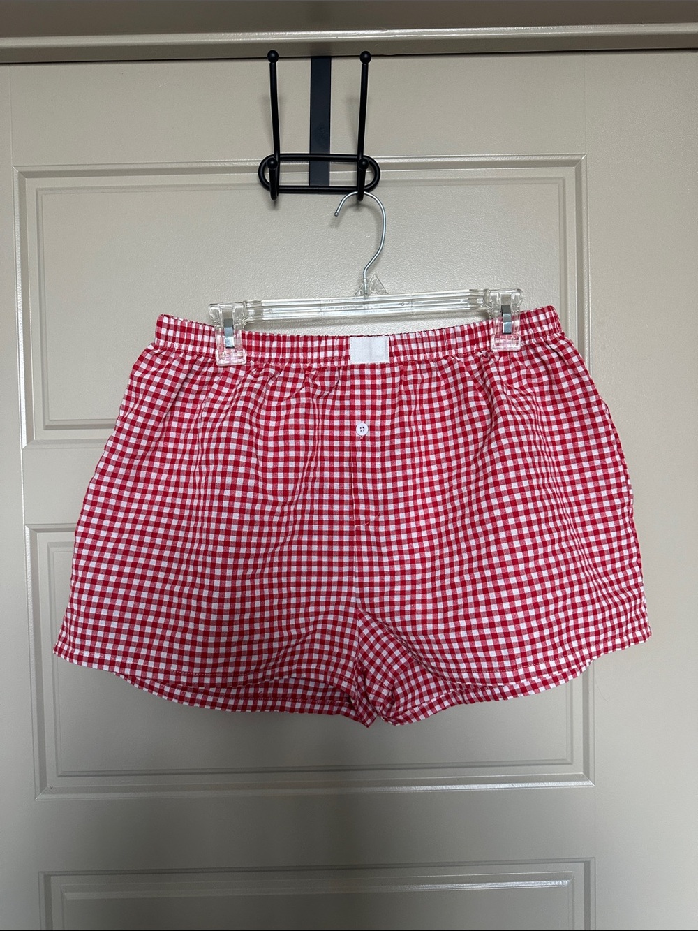 Amazon Red Gingham Women's Boxer Shorts Size XL